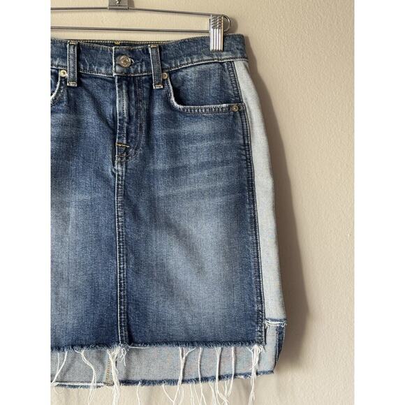 7 For All Mankind Size 26 Reverse Step Side Panel Denim Skirt Mojave Dusk - Picture 2 of 7